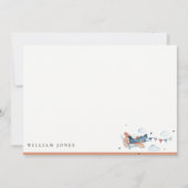 Cute Navy Rust Plane Cloud Sky Stars Verjaardag Notitiekaartje (Voorkant)