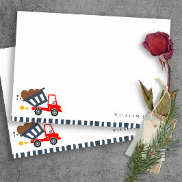 Cute Navy Yellow Dump Truck Any Age Birthday Notitiekaartje