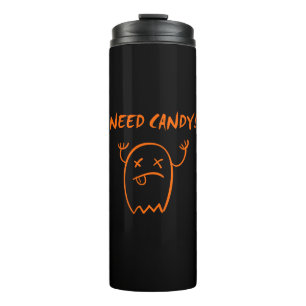 Cute need Snoep Halloween Ghost Dark Monotone Thermosbeker