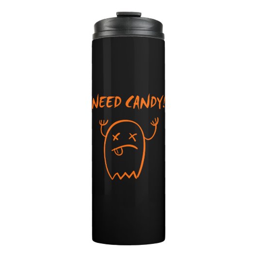 Cute need Snoep Halloween Ghost Dark Monotone Thermosbeker (Voorkant)