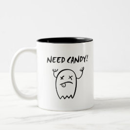 Cute need Snoep Halloween Ghost Monotone Tweekleurige Koffiemok