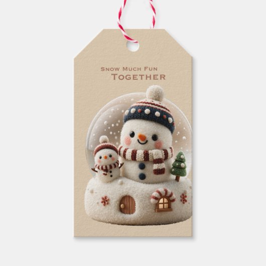 Cute Needle Felted Snowman Snowglobe Cadeaulabel (Voorkant)