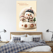 Cute Needle Felted Snowman Snowglobe Canvas Afdruk (Insitu (Slaapkamer))