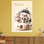Cute Needle Felted Snowman Snowglobe Canvas Afdruk (Insitu (Woonkamer))