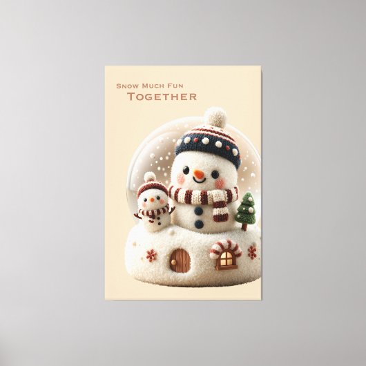 Cute Needle Felted Snowman Snowglobe Canvas Afdruk (Voorkant)