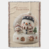 Cute Needle Felted Snowman Snowglobe Deken (Voorkant Verticaal)