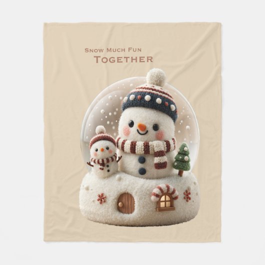 Cute Needle Felted Snowman Snowglobe Fleece Deken (Voorkant)