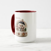 Cute Needle Felted Snowman Snowglobe Mok (Voorkant links)