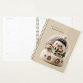 Cute Needle Felted Snowman Snowglobe Planner (Display)