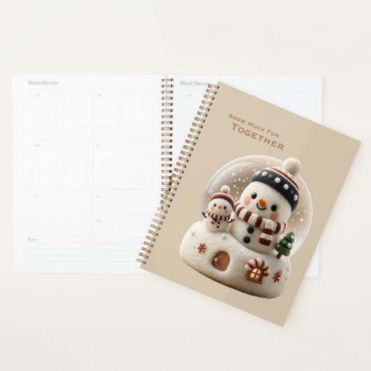 Cute Needle Felted Snowman Snowglobe Planner (Display)