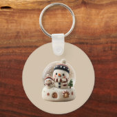 Cute Needle Felted Snowman Snowglobe Sleutelhanger (Achterkant)