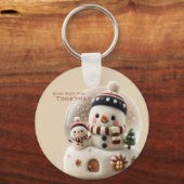 Cute Needle Felted Snowman Snowglobe Sleutelhanger (Voorkant)