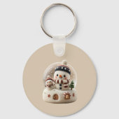 Cute Needle Felted Snowman Snowglobe Sleutelhanger (Achterkant)