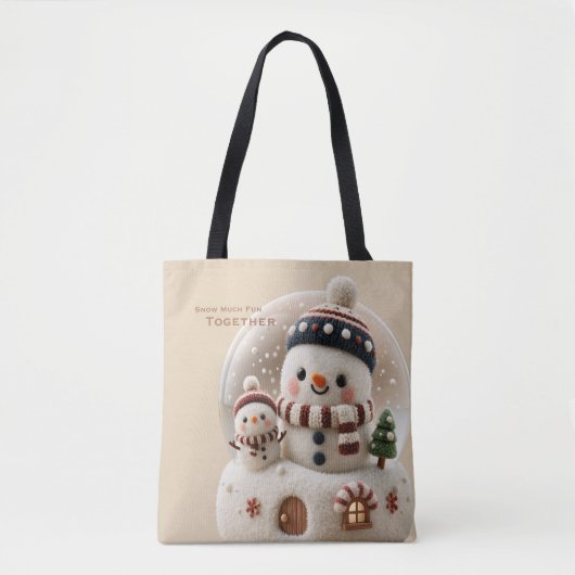 Cute Needle Felted Snowman Snowglobe Tote Bag (Voorkant)