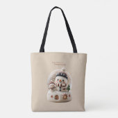 Cute Needle Felted Snowman Snowglobe Tote Bag (Achterkant)