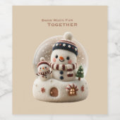 Cute Needle Felted Snowman Snowglobe Wijn Etiket (Enkel label)