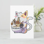 Cute Neko Cat met Ramen Noodles Bowl Anime Japan Aankondiging (Staand voorkant)