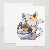 Cute Neko Cat met Ramen Noodles Bowl Anime Japan Aankondiging (Voorkant / Achterkant)