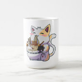 Cute Neko Cat met Ramen Noodles Bowl Anime Japan Koffiemok (Center)