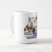 Cute Neko Cat met Ramen Noodles Bowl Anime Japan Koffiemok (Voorkant links)
