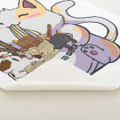 Cute Neko Cat met Ramen Noodles Bowl Anime Japan Sherpa Deken (3/4)