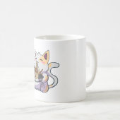 Cute Neko Cat met Ramen Noodles Bowl Anime Japane Koffiemok (Voorkant rechts)