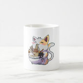Cute Neko Cat met Ramen Noodles Bowl Anime Japane Koffiemok (Center)