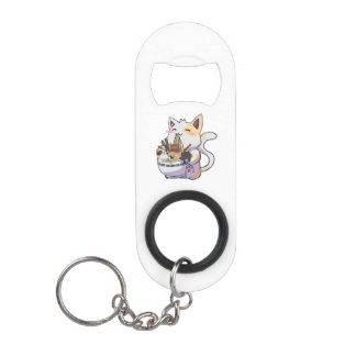Cute Neko Cat With Ramen Noodles Bowl Anime Japan  Mini Flessenopener