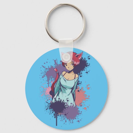 Cute Neko Girl Sleutelhanger (Voorkant)