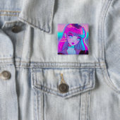 Cute Neon Anime Girl Button (In situ)