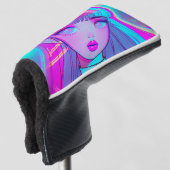 Cute Neon Anime Girl Golf Head Hoesje Golfheadcover (3/4 voorkant)