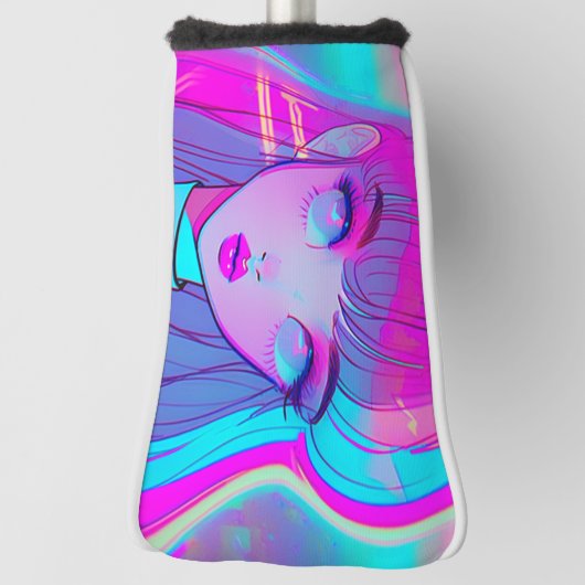 Cute Neon Anime Girl Golf Head Hoesje Golfheadcover (Draai 90)