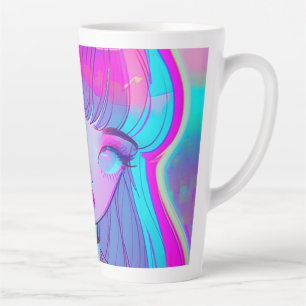 Cute Neon Anime Girl Latte Mok