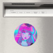 Cute Neon Anime Girl Magnet (Insitu (Vaatwasser))