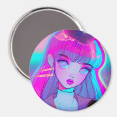 Cute Neon Anime Girl Magnet (Voorkant / Achterkant)