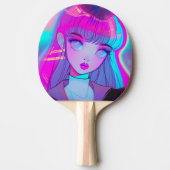 Cute Neon Anime Girl Ping Pong Paddle Tafeltennisbatje (Voorkant)