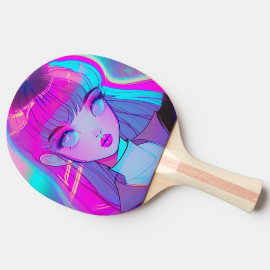 Cute Neon Anime Girl Ping Pong Paddle Tafeltennisbatje (Zijkant)