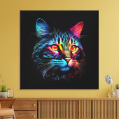 Cute Neon Cat Canvas Afdruk (Insitu (Woonkamer))