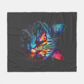 Cute Neon Cat Fleece Deken (Voorkant (Horizontaal))