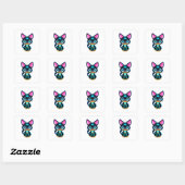 Cute Neon Cat Vierkante Sticker (Vel)