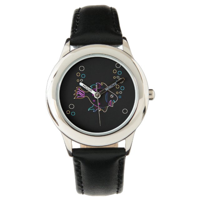 Cute Neon Fish Watch Horloge (Voorkant)
