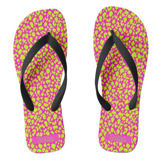 Cute Neon Hot Pink Abstracte Sandalen Teenslippers (Voetbed)