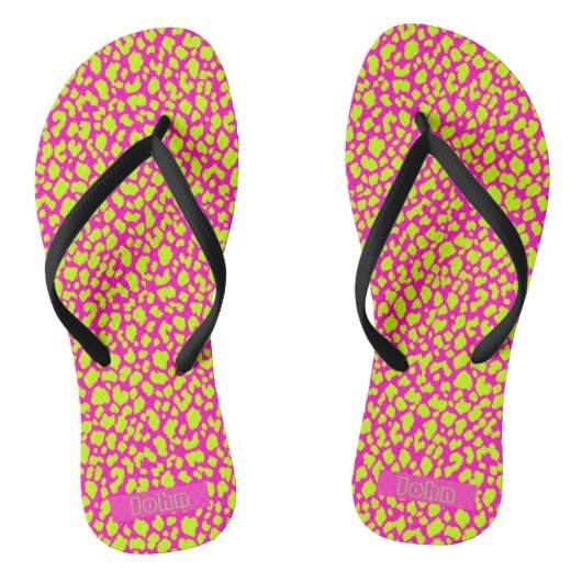 Cute Neon Hot Pink Abstracte Sandalen Teenslippers (Voetbed)