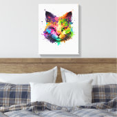 Cute Neon Ink Cat Canvas Afdruk (Insitu (Slaapkamer))