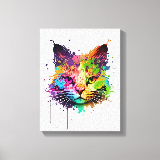 Cute Neon Ink Cat Canvas Afdruk (Voorkant)