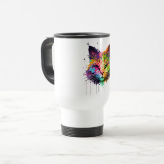 Cute Neon Ink Cat Coffee Mok