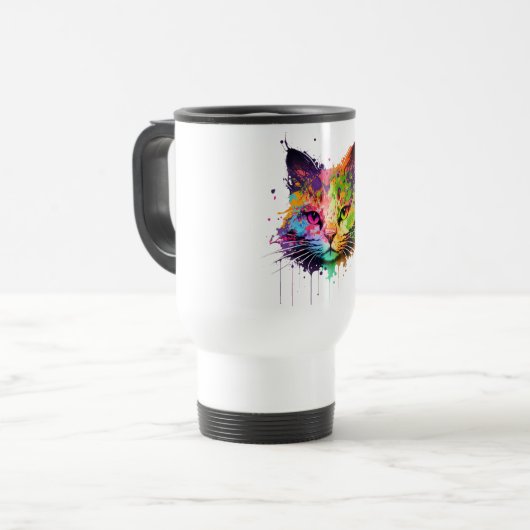 Cute Neon Ink Cat Coffee Mok (Voorkant links)