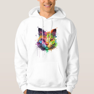 Cute Neon Ink Cat Hoodie
