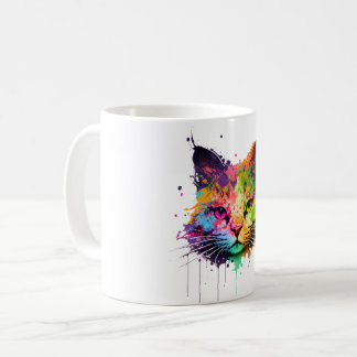 Cute Neon Ink Cat Koffiemok