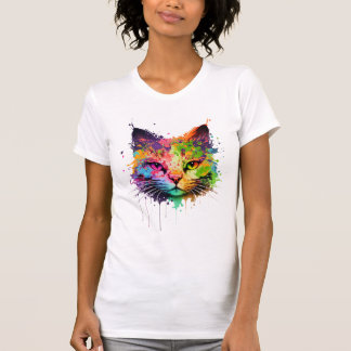 Cute Neon Ink Cat T-shirt